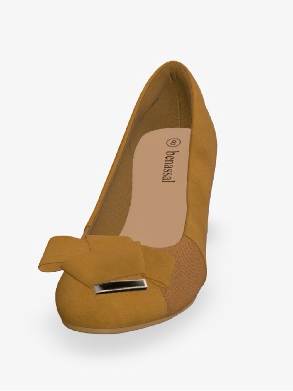 Benassal Women's Tan Block Heel Pumps with Bow and Metal Accent Size 8.5 - Picture 2 of 16